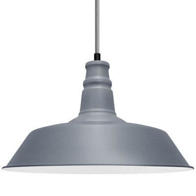 Long Life Lamps Company Modern Retro Ceiling Pendant Light Grey Metal Lamp Shade M0092 - image 1