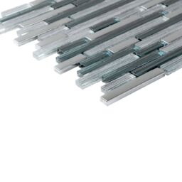 GoodHome Foxe Blue & Silver Polished Gloss Striped Glass Mosaic Tile Sheet, (L)300mm (W)300mm - thumbnail 3