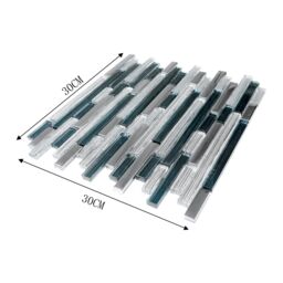 GoodHome Foxe Blue & Silver Polished Gloss Striped Glass Mosaic Tile Sheet, (L)300mm (W)300mm - thumbnail 6