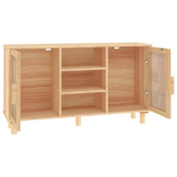 Vidaxl Sideboard Brown 105X30X60 Cm Solid Wood Pine And Natural Rattan - thumbnail 5