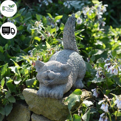 Oakley Stone Cast Tail Up Cat Sculpture - image 1