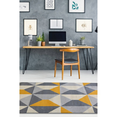 Melrose Creation Mustard Tile Geometric Design Large Indoor Area Rug 160X230Cm - image 1