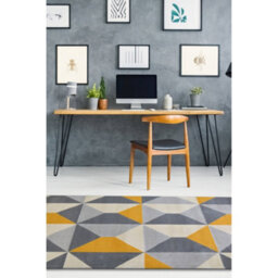 Melrose Creation Mustard Tile Geometric Design Large Indoor Area Rug 160X230Cm - thumbnail 1