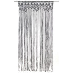 Berkfield Macrame Curtain Anthracite 140X240 Cm Cotton - thumbnail 2