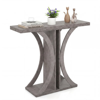 Gainoom Console Table 100Cm Rectangular Entryway Table Industrial Sofa Table Behind Couch Foyer Table Grey - image 1