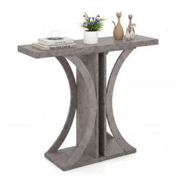 Gainoom Console Table 100Cm Rectangular Entryway Table Industrial Sofa Table Behind Couch Foyer Table Grey
