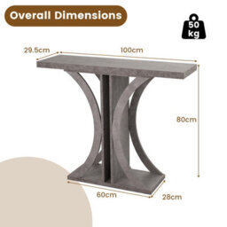 Gainoom Console Table 100Cm Rectangular Entryway Table Industrial Sofa Table Behind Couch Foyer Table Grey - thumbnail 2