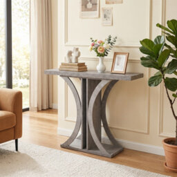 Gainoom Console Table 100Cm Rectangular Entryway Table Industrial Sofa Table Behind Couch Foyer Table Grey - thumbnail 4