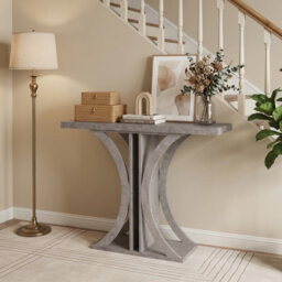 Gainoom Console Table 100Cm Rectangular Entryway Table Industrial Sofa Table Behind Couch Foyer Table Grey - thumbnail 7