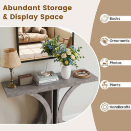 Gainoom Console Table 100Cm Rectangular Entryway Table Industrial Sofa Table Behind Couch Foyer Table Grey - thumbnail 8