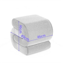 Abrihome Velvet Ottoman Fabric S-Shape Stool Wavy Pouf Ivory White - thumbnail 6
