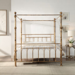SlumberWorx Welwyn Vintage Victorian 4 Poster Antique Brass Metal Bed Frame - Small Double/double/king - thumbnail 2