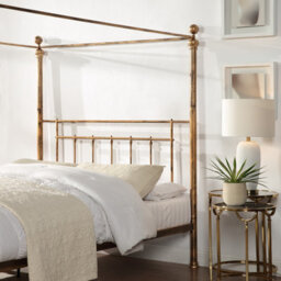 SlumberWorx Welwyn Vintage Victorian 4 Poster Antique Brass Metal Bed Frame - Small Double/double/king - thumbnail 5