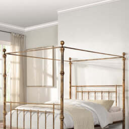 SlumberWorx Welwyn Vintage Victorian 4 Poster Antique Brass Metal Bed Frame - Small Double/double/king - thumbnail 4