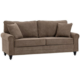 Wyld Haus Soleka 3-Seater Fabric Sofa 196Cm Brown With Rubberwood Legs And Nailhead Trim - thumbnail 2