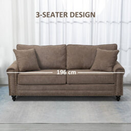 Wyld Haus Soleka 3-Seater Fabric Sofa 196Cm Brown With Rubberwood Legs And Nailhead Trim - thumbnail 6