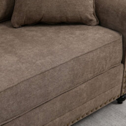 Wyld Haus Soleka 3-Seater Fabric Sofa 196Cm Brown With Rubberwood Legs And Nailhead Trim - thumbnail 7