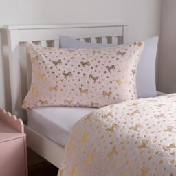 OHS Unicorn Duvet Cover Fleece Heart Quilt Reversible Bedding Set, Pink - Double - thumbnail 3