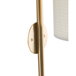 Beliani Brass-Plated Iron Wall Lamp With Fabric Drum Shade, Mid-Century Modern W18 X D18 X H78Cm - thumbnail 5