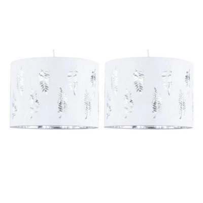 Set Of 2 White Leaf 30Cm Easy Fit Ceiling Light Shade Pendant Lightshades - image 1