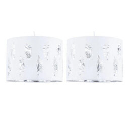 Set Of 2 White Leaf 30Cm Easy Fit Ceiling Light Shade Pendant Lightshades - thumbnail 1