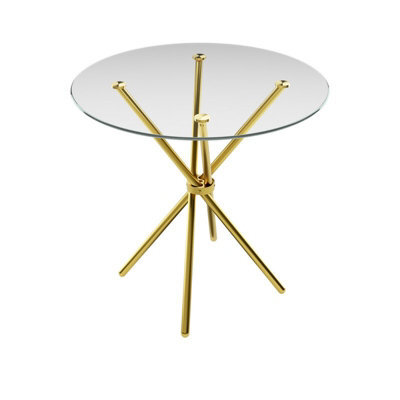 LPD Casa Legs Dining Table - Glass - L90 X W90 X H74.5 Cm - Clear Top Gold - image 1