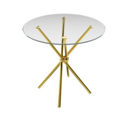 LPD Casa Legs Dining Table - Glass - L90 X W90 X H74.5 Cm - Clear Top Gold - thumbnail 2