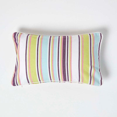 Homescapes Cotton Osaka Green Stripe Cushion Cover, 30 X 50 Cm - image 1