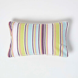 Homescapes Cotton Osaka Green Stripe Cushion Cover, 30 X 50 Cm