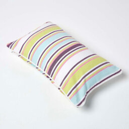 Homescapes Cotton Osaka Green Stripe Cushion Cover, 30 X 50 Cm - thumbnail 4