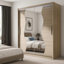 Westa S Sliding Door Wardrobe With Mirrors On The Fronts Sonoma With Rgb Led Lights - thumbnail 2