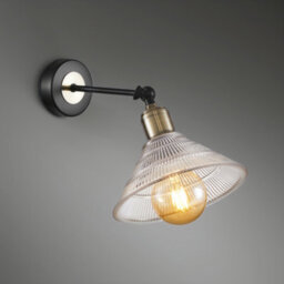 Happy Homewares Modern Industrial Switched Wall Light Fitting In Matte Black And Clear Glass - thumbnail 5