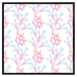 "Andrew Lee Pink & Blue Flower Design (Picutre Frame) / 24X24"" / Oak" - thumbnail 3