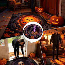 Amorly 120Cm Halloween Optical Illusion, Rug Plush Non-Slip, Pumpkin Illusion Carpet Modern Soft Floor,doormat For Home, Bedroom Indoor - thumbnail 6