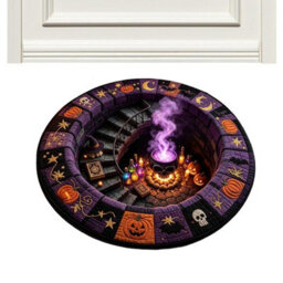Amorly 120Cm Halloween Optical Illusion, Rug Plush Non-Slip, Pumpkin Illusion Carpet Modern Soft Floor,doormat For Home, Bedroom Indoor - thumbnail 7