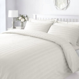 Sweet Dreams Stripe Soft Fabric 300 Thread Count Duvet Cover Set With Pillowcases Cream