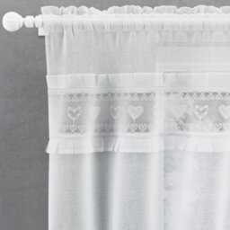 "Tyrone Textiles Lucy Embroidered Heart Kitchen Window Set Curtain Pair With Frill Edging And Matching Tie Backs (White,42""(106Cm))" - thumbnail 2