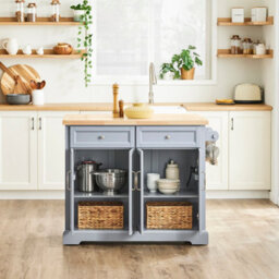 Sobuy Fkw71-Ii-Hg,kitchen Island Rolling Storage Trolley With Extendable Rubber Wood Worktop,grey 115X46/71X92 - thumbnail 6