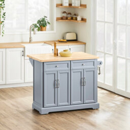 Sobuy Fkw71-Ii-Hg,kitchen Island Rolling Storage Trolley With Extendable Rubber Wood Worktop,grey 115X46/71X92 - thumbnail 8