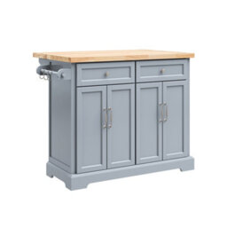Sobuy Fkw71-Ii-Hg,kitchen Island Rolling Storage Trolley With Extendable Rubber Wood Worktop,grey 115X46/71X92