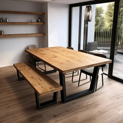 TRL Handmade Furniture Sleek & Slender Rustic Dining Table - Walnut - image 1