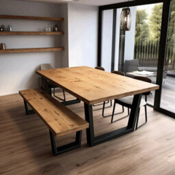 TRL Handmade Furniture Sleek & Slender Rustic Dining Table - Walnut - thumbnail 1