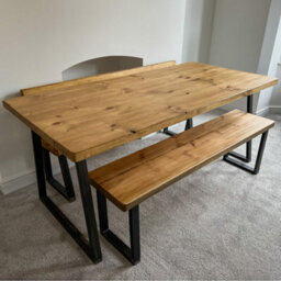 TRL Handmade Furniture Sleek & Slender Rustic Dining Table - Walnut - thumbnail 2