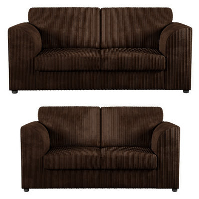 Jumbo Cord Chocolate 3+2 Sofa Set (Full Back) - image 1