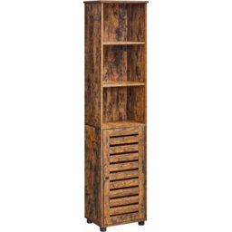 Songmics Floor Cabinet, Bathroom Cabinet With 3 Open Compartments And 2 Adjustable Shelves, Storage Cabinet, Rustic Brown - thumbnail 8