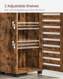 Songmics Floor Cabinet, Bathroom Cabinet With 3 Open Compartments And 2 Adjustable Shelves, Storage Cabinet, Rustic Brown - thumbnail 5