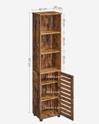 Songmics Floor Cabinet, Bathroom Cabinet With 3 Open Compartments And 2 Adjustable Shelves, Storage Cabinet, Rustic Brown - thumbnail 2