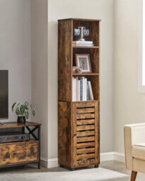 Songmics Floor Cabinet, Bathroom Cabinet With 3 Open Compartments And 2 Adjustable Shelves, Storage Cabinet, Rustic Brown - thumbnail 3