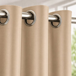 Nod Off Beige Blackout Eyelet Curtains Ring Top Thermal Curtains Ready Made Pair 66X72 Inches - thumbnail 3