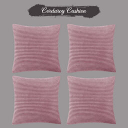 Ameha Pink Stripe Velvet Cushion Cover 18X18 Inch, Set Of 4, Soft, Breathable & Hypoallergenic With Invisible Zip - thumbnail 2
